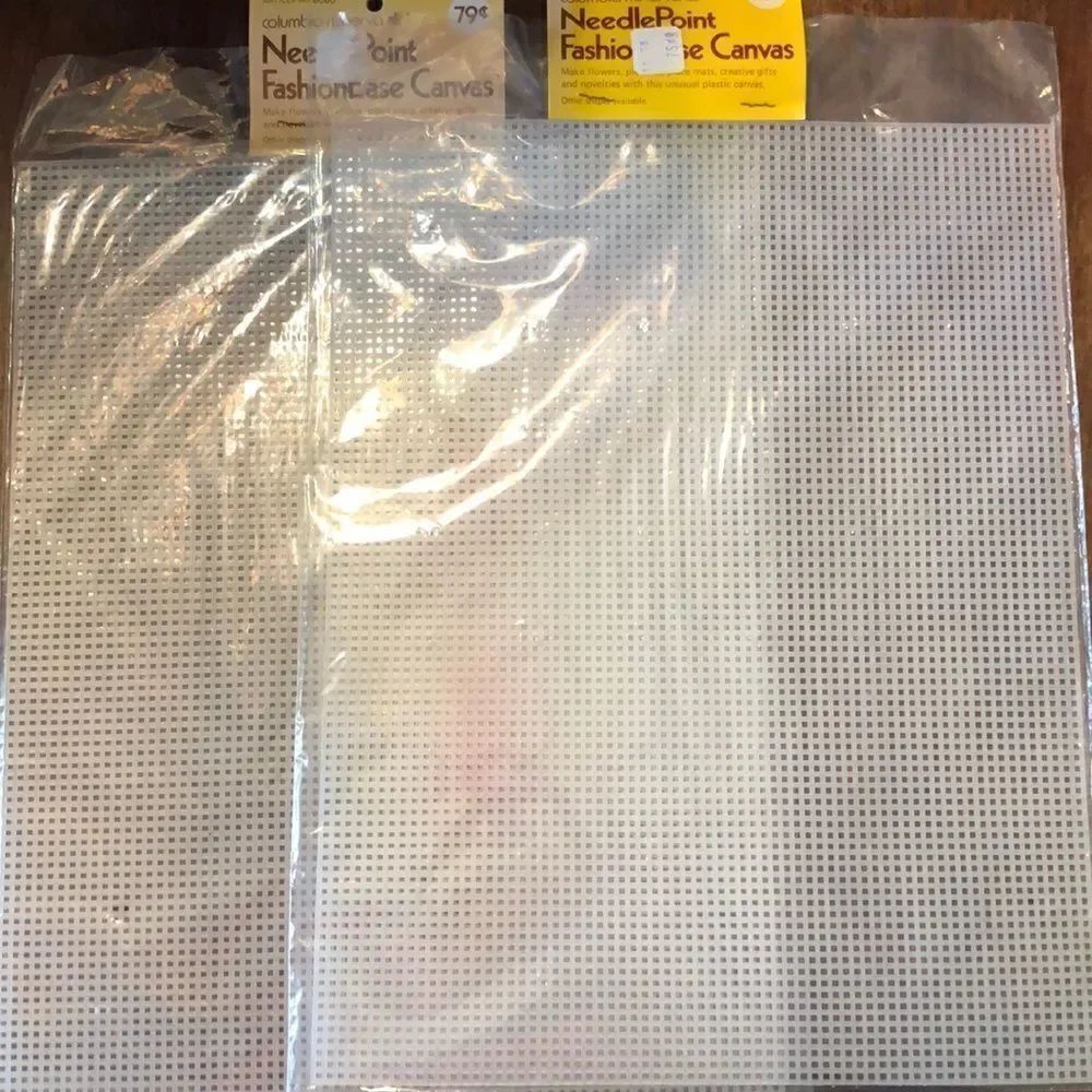 Vintage Lot of 2 Plastic Canvas Needlepoint